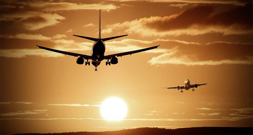 planes airplanes during sunset